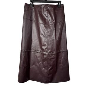 Zara Dark Brown A-Line Faux Leather Skirt